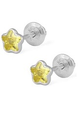 beautiful small yellow silver cz baby birthstone earrings